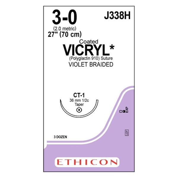 Vicryl Suture 3-0 27" Polyglactin 910 Braid CT-1 Violet 36/Bx