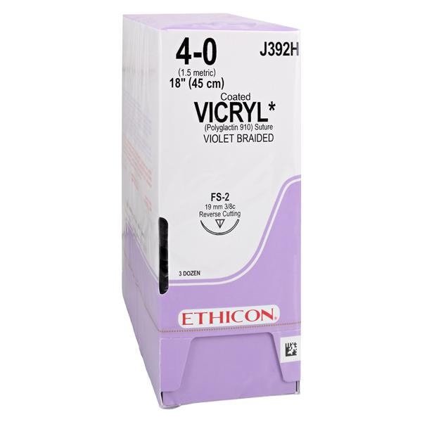 Vicryl Suture 4-0 18" Polyglactin 910 Braid FS-2 Violet 36/Bx