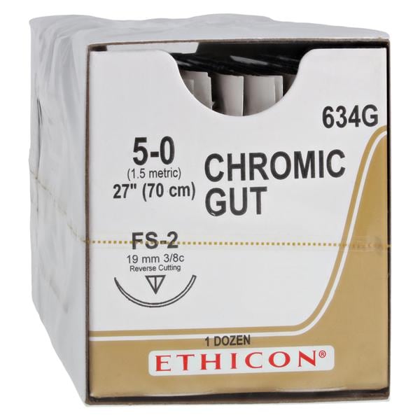 Ethicon Suture 5-0 27" Chromic Gut Monofilament FS-2 Black/Brown 12/Bx