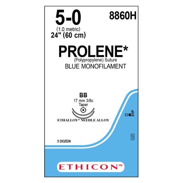 Prolene Suture 5-0 24" Polypropylene Monofilament BB/BB Blue 36/Bx