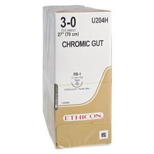 Ethicon Suture 3-0 27" Chromic Gut Monofilament RB-1 Brown 36/Bx