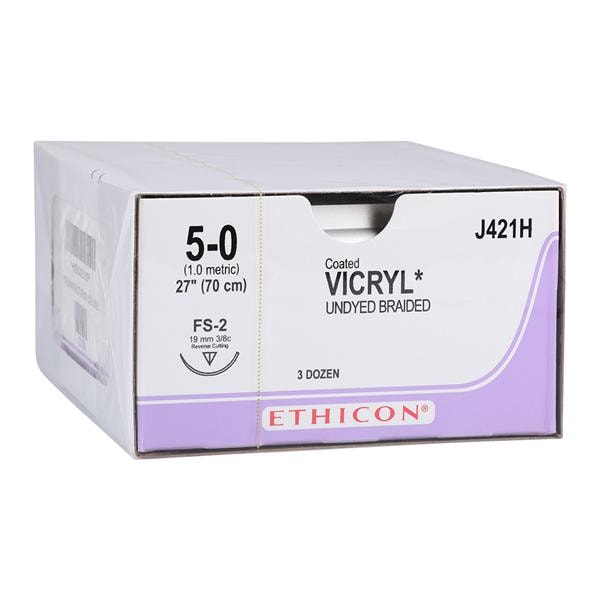 Vicryl Suture 5-0 27" Polyglactin 910 Braid FS-2 Undyed 36/Bx