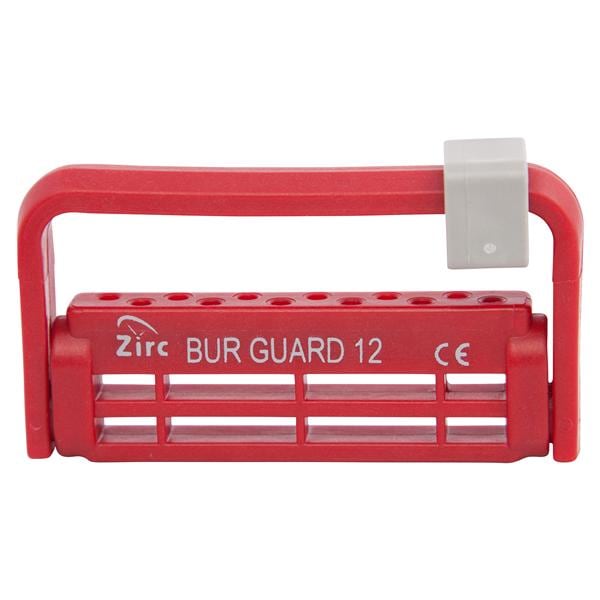 Steri-Bur Guard Bur Block Antimicrobial Microban 12 Hole Red Detachable Lid Ea