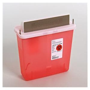 Sharps Container 5qt Transparent Red 4.75x10.75x11" Mlbx Hrzntl Drp PP Ea, 20 EA/CA
