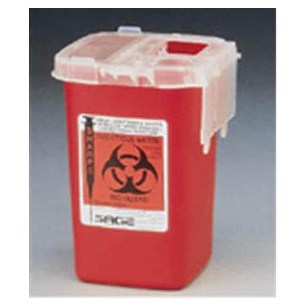 SharpStar Sharps Container 1qt Red 4.25x4.25x6.25" Vertical Drop Plypro EA