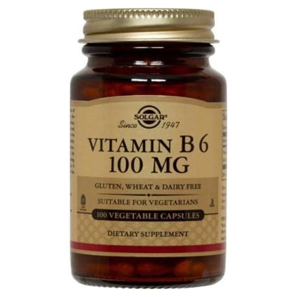 Vitamin B-6 Adult Supplement Vegicaps Vegetarian/Kosher 100mg 100/Bt