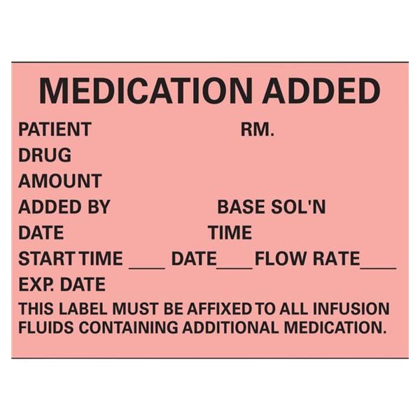 Label Medication Added Fluorescent Red 1.75" x 2.5" 1000/Rl