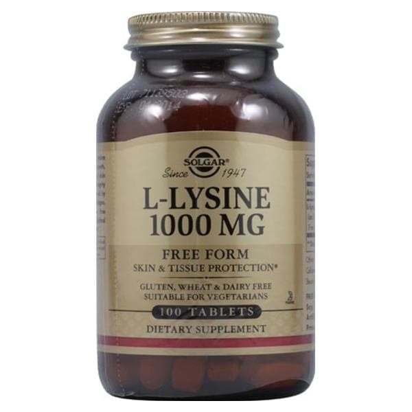 L-Lysine Adult Supplement Tablets Vegetarian/Kosher 1000mg 100/Bt