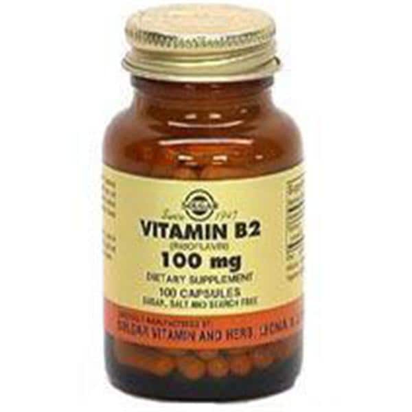 Vitamin B2 Adult Supplement Vegicaps Vegetarian/Kosher 100mg 100/Bt