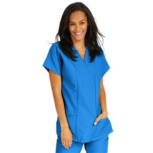 Scrub Shirt Poly/Ctn V-Neck Tunic 2 Pockets Short Sleeves Medium Royal Blue Ea