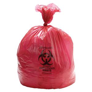 Biohazard Bag 1-1/2mil 40x46" Red Twist Tie Closure LDPE 100/Ca