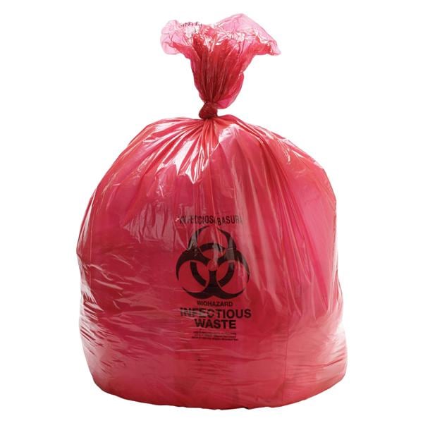 Biohazard Bag 1-1/2mil 40x46" Red Twist Tie Closure LDPE 100/Ca