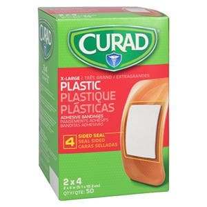 Curad Strip Bandage Plastic 2x4" Flesh Sterile 50/Bx, 12 BX/CA