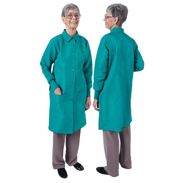 DenLine Protection Plus Lab Coat 3 Pkts Lng Tprd Slvs 39 in X-L Grn Womens Ea