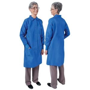 DenLine Protection Plus Lab Coat 3 Pkts Lng Tprd Slvs 39 in Large Ryl Womens Ea