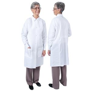 DenLine Protection Plus Lab Coat 3 Pkts Lng Tprd Slvs 39 in Medium Wht Womens Ea