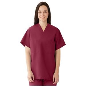 ComfortEase Scrub Shirt Ctn/Poly Blnd V-Neck 2 Pockets 2X Large Wine Unisex Ea