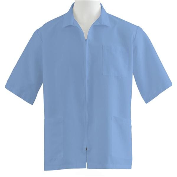Smock 80% Plystr / 20% Cot 3 Pockets Short Sleeves Medium Light Blue Unisex Ea