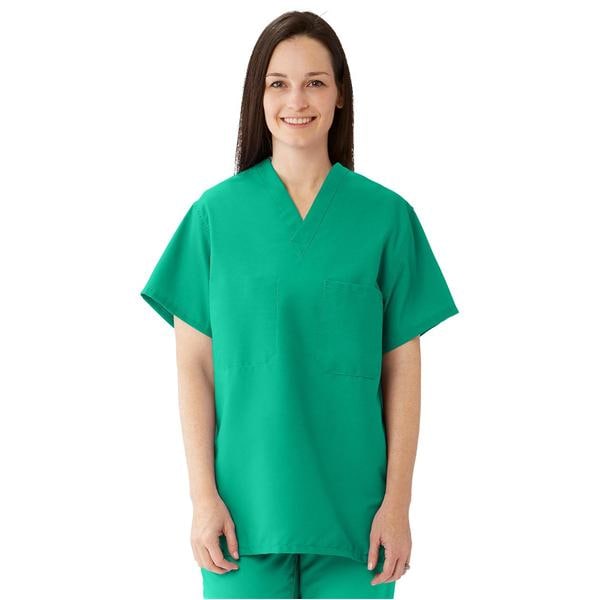 Scrub Shirt Poly/Ctn 1 Pocket Set-In Sleeves Large Jade Green Unisex Ea