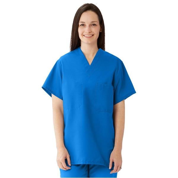 Scrub Shirt Poly/Ctn 1 Pocket Set-In Sleeves X-Large Royal Blue Unisex Ea