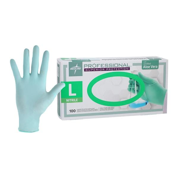 Professional Nitrile Exam Gloves Large Green Non-Sterile