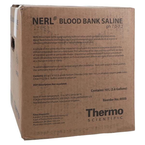 Blood Bank Saline Solution 10L Ea