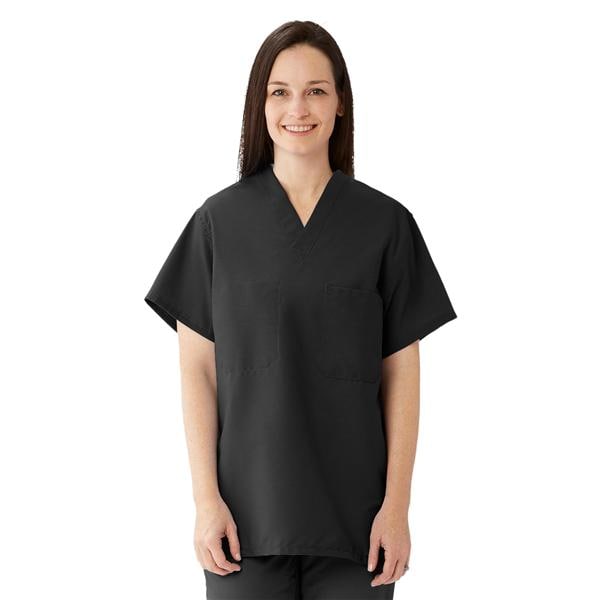 Scrub Shirt 1 Pocket Set-In Sleeves X-Small Black Unisex Ea