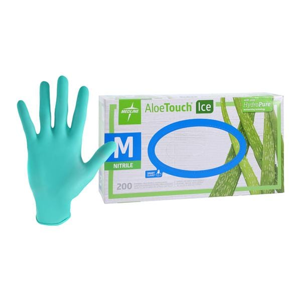 Aloetouch Ice Nitrile Exam Gloves Medium Green Non-Sterile