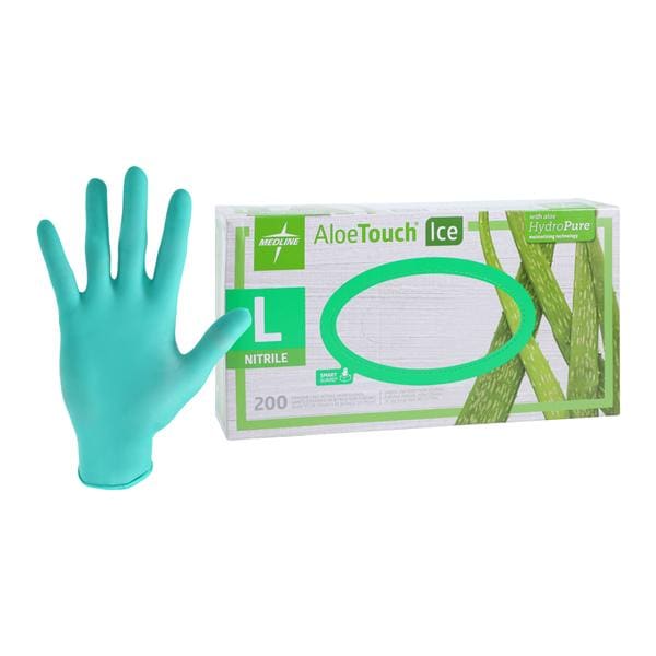 Aloetouch Ice Nitrile Exam Gloves Large Green Non-Sterile