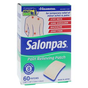 Salonpas Pain Relief Patch 3.1/6/10% 8 Hour 60/Pk, 36 PK/CA