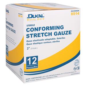 Conforming Bandage Gauze 3"x3.6yds Sterile 12/Pk