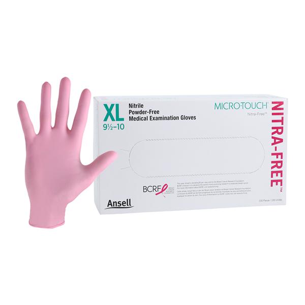 Micro-Touch NitraFree Nitrile Exam Gloves X-Large Pink Non-Sterile, 10 BX/CA