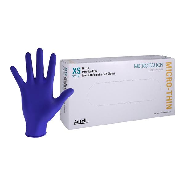 Micro-Touch Micro-Thin Nitrile Exam Gloves X-Small Blue Non-Sterile