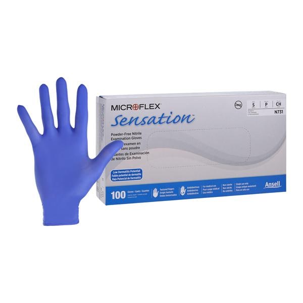 Sensation Nitrile Exam Gloves Small Blue Non-Sterile