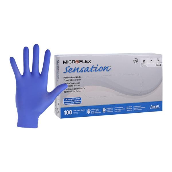 Sensation Nitrile Exam Gloves Medium Blue Non-Sterile