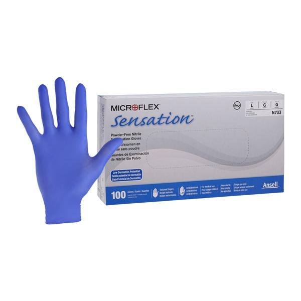 Sensation Nitrile Exam Gloves Large Blue Non-Sterile