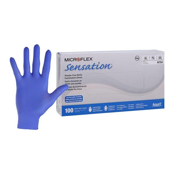 Sensation Nitrile Exam Gloves X-Large Blue Non-Sterile