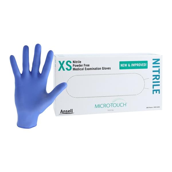 Micro-Touch Nitrile Nitrile Exam Gloves X-Small Blue Non-Sterile, 10 BX/CA