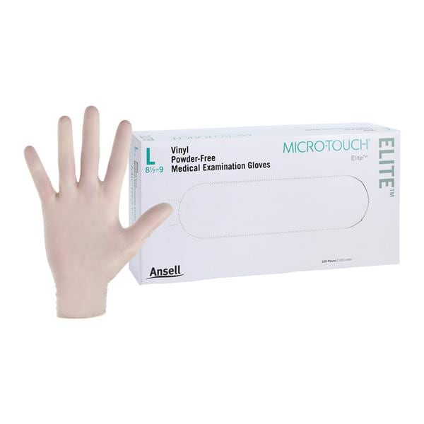 Micro-Touch Elite Vinyl Exam Gloves Large Clear Non-Sterile