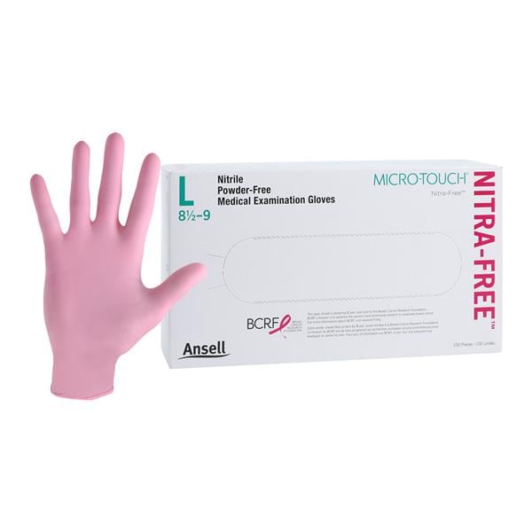 Micro-Touch NitraFree Nitrile Exam Gloves Large Pink Non-Sterile
