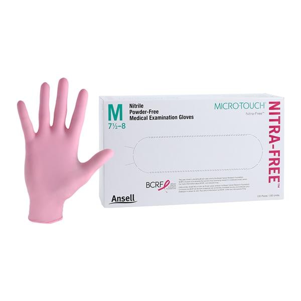 Micro-Touch NitraFree Nitrile Exam Gloves Medium Pink Non-Sterile