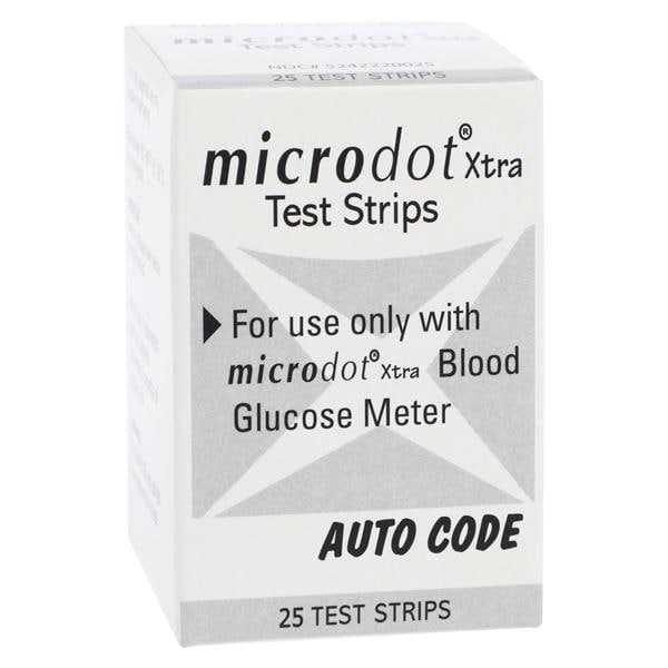 Microdot Xtra Blood Glucose Test Strip CLIA Waived 25/Bx