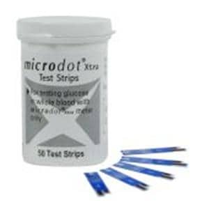Microdot Xtra Blood Glucose Test Strip CLIA Waived 50/Bx, 150 BX/CA
