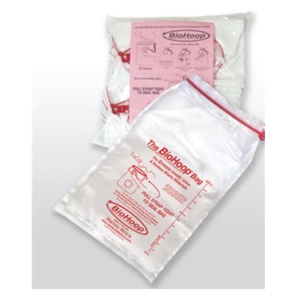 BioHoop Emesis/Collection Bag 1.5mil 8x13-3/4" Clear Cinchable Strap PP 40/Ca