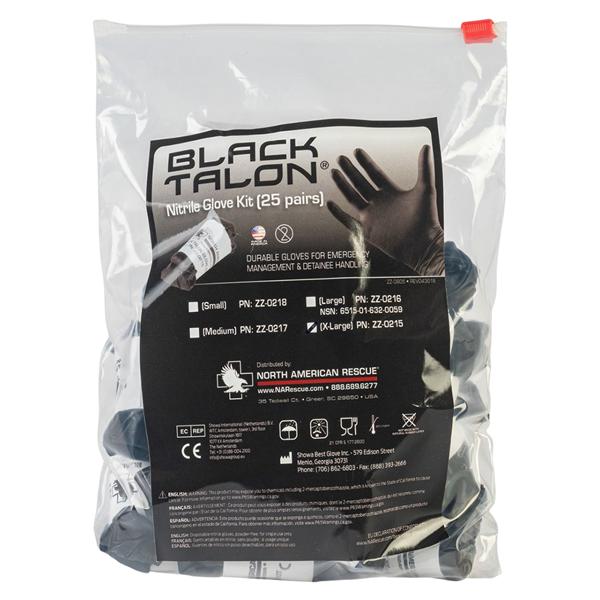 Talon Nitrile Kit Gloves X-Large Black Non-Sterile