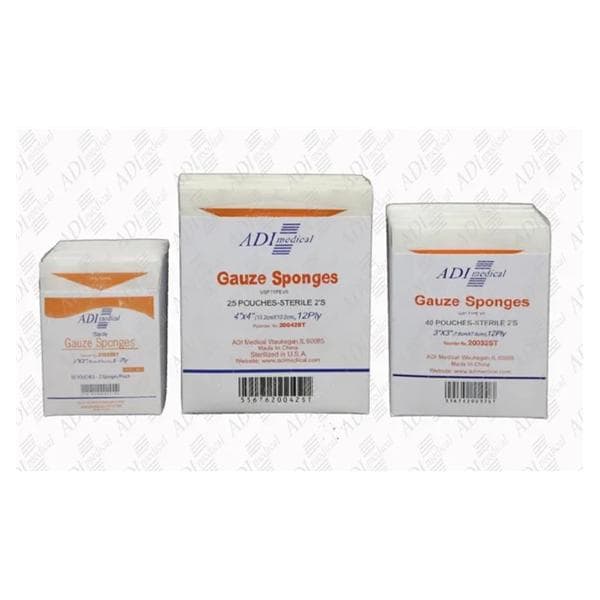 ADI Medical 100% Gauze Gauze Sponge 4x4" 12 Ply Sterile