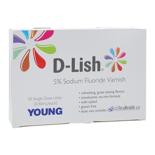 D-Lish Fluoride Varnish Unit Dose 5% NaF 0.4 mL Assorted 50/Bx