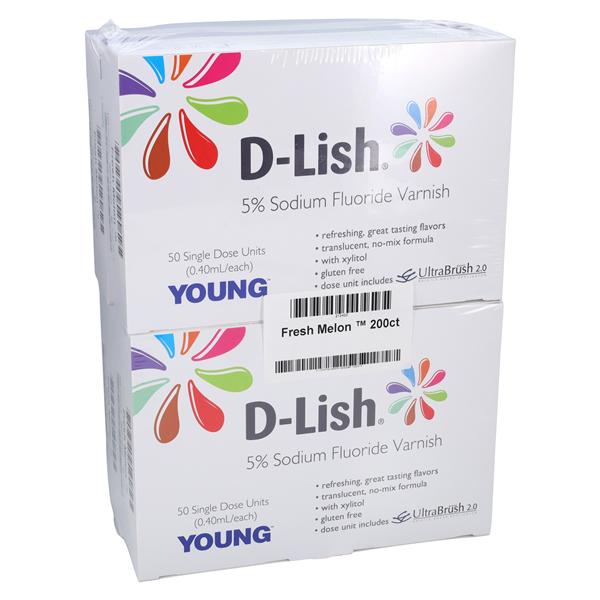 D-Lish Fluoride Varnish Bulk Package 5% NaF 0.4 mL Fresh Melon 200/Bx