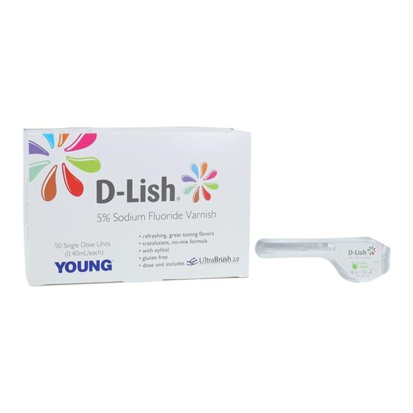 D-Lish Fluoride Treatment Varnish 5% Sodium Fluoride Fresh Green Apple 50/Bx