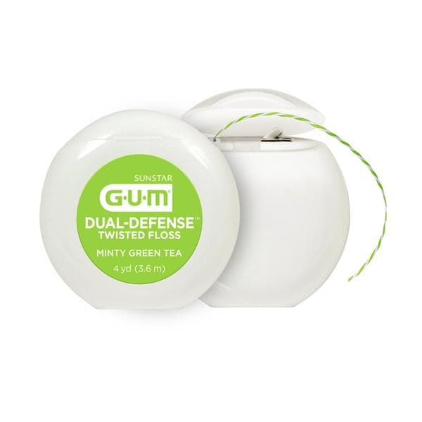 Gum Dual Defense Floss 2 in 1 4 Yards Green Tea Adult Patient Size 144/Bx